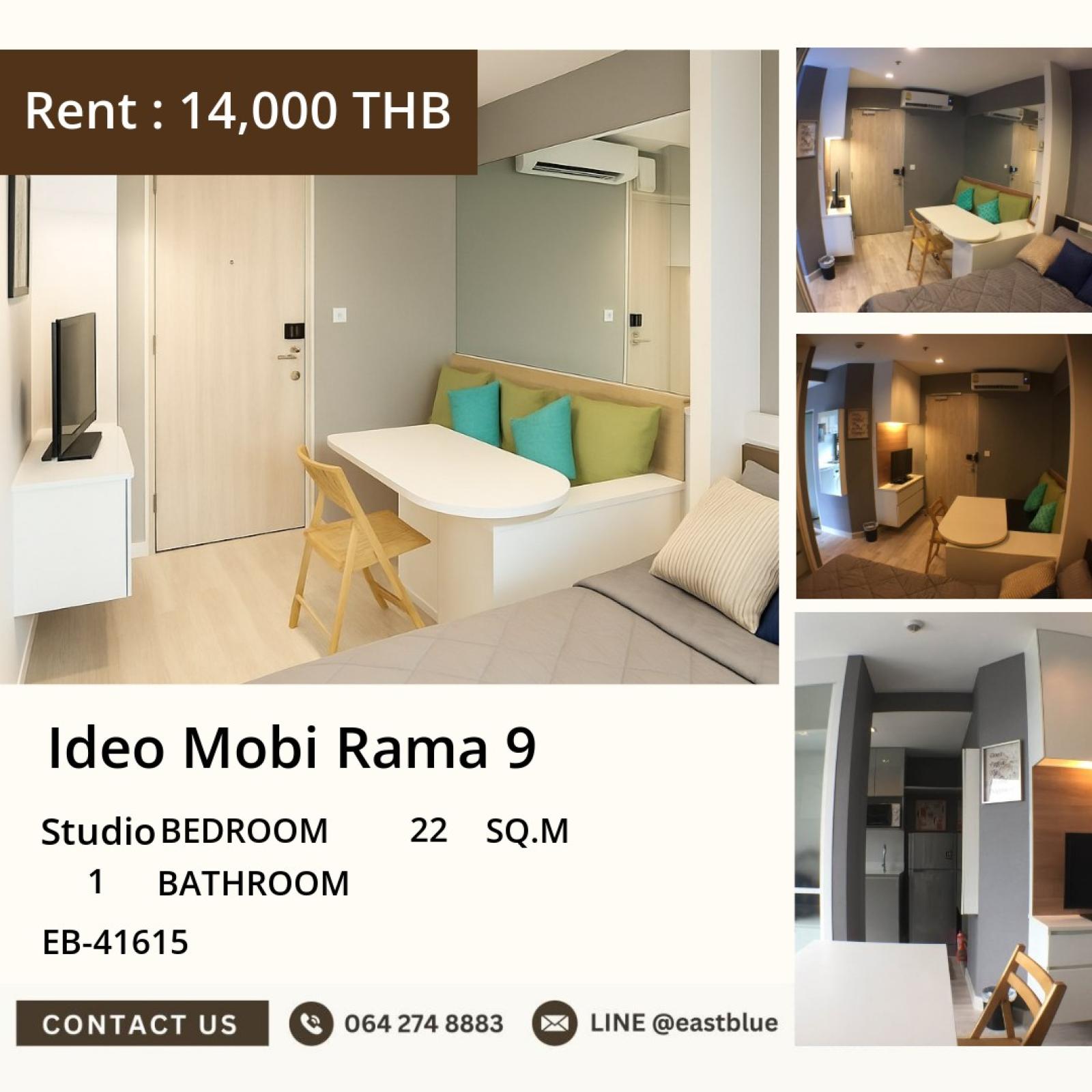 15/10/2026, 🌟 Stylish Studio at Ideo Mobi Rama 9 | 14,000 THB 👌
📍 BTS Phra Ram 9 | Central Plaza | Fortune Town 0642748883