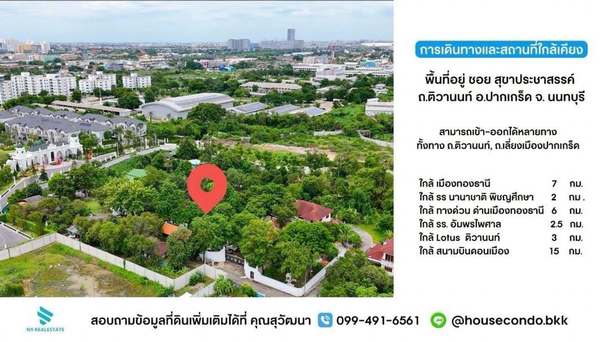 ขายที่ดิน+บ้านเรือนไทย ขนาด 2ไร่ ปากเกร็ด ติวานนท์ ใกล้เมืองทอง ,ทางด่วน ซ.สุขาประชาสรรค์  – รูปที่ 3