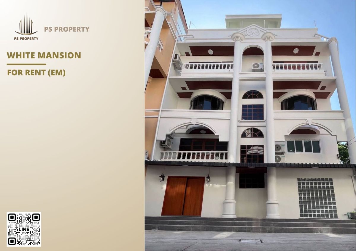 Townhouse for rent ✨ White Mansion ✨ 5-storey house, 5 bedrooms, 7 bathrooms, Thonglor Soi 25
