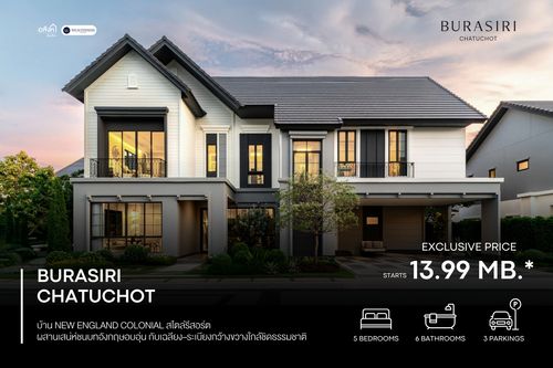 Burasiri Chatuchot starting from 13.99–25 MB* Luxury resort-style detached houses – Presale on Oct 4–5 Special discount up to 200,000* 📞 092-690-5445