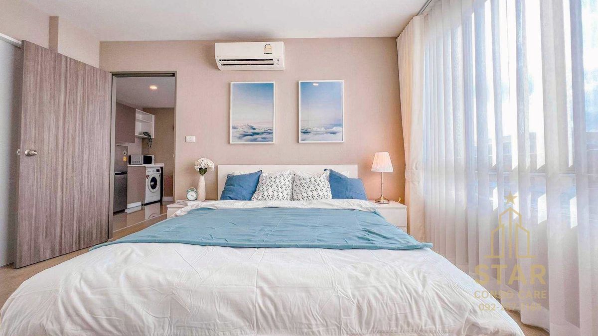 🔥 Big room, beautifully decorated in Korean style, near MRT Huai Khwang! 🔥 For rent Metro Luxe Ratchada | 17,000 baht/month | Line: @starcondo