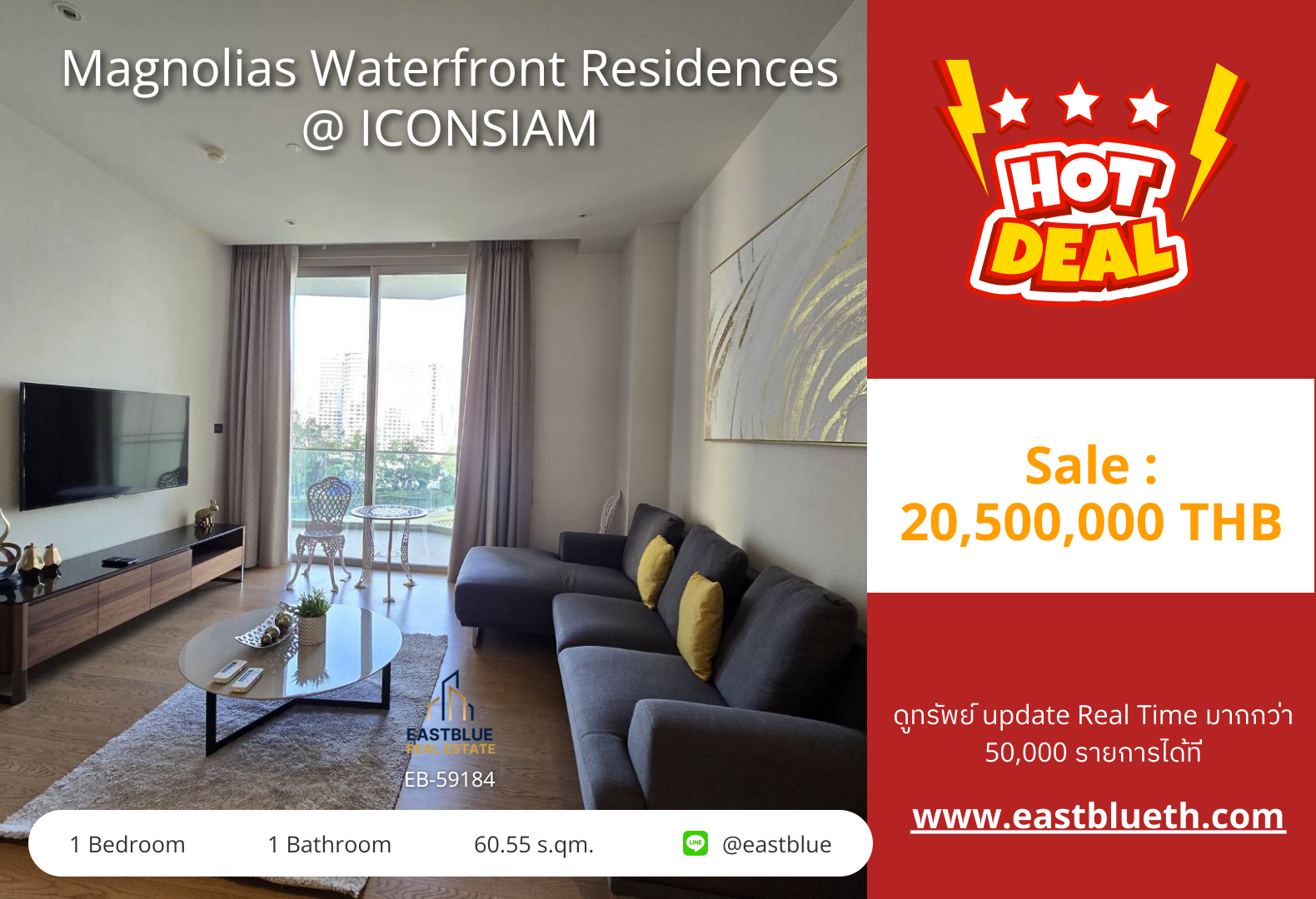 For Sale: Magnolias Waterfront Residences @ ICONSIAM 1 Bed 60.55 sqm near BTS Krung Thon Buri 20.5M THB