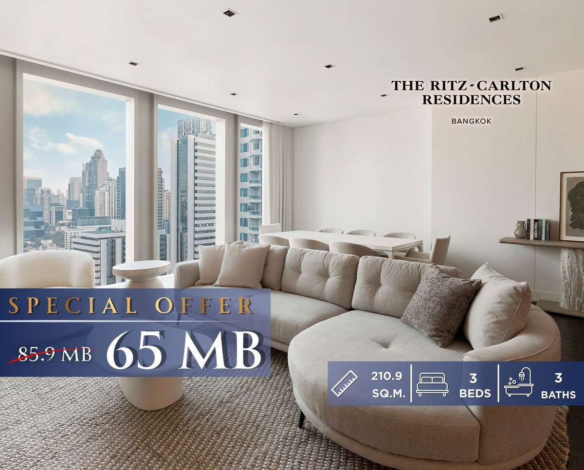 Elegant 3-Bedroom Residence Fully Furnished by Chanintr Living The Ritz-Carlton Residences, Bangkok, Please call: 062-496-6454