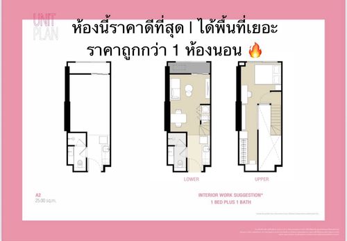 ห้องตำแหน่งพิเศษ 1 Bedroom Plus ได้พื้นที่ใช้สอย 41 ตรม. ชั้นสูง วิวเมือง CULTURE CHULA โทร.062-339-3663