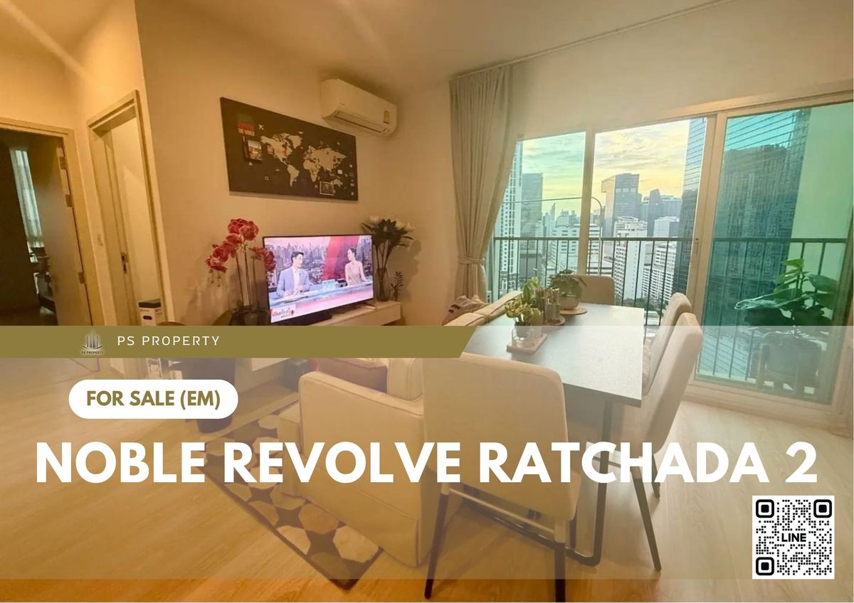 Urgent sale ✨ Noble Revolve Ratchada 2 ✨ 2 bedrooms, 2 bathrooms, fully furnished and equipped with appliances.