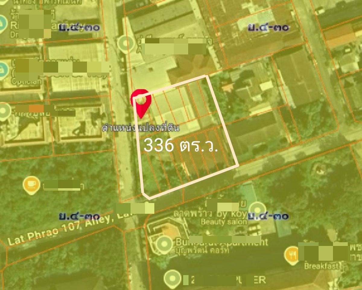 Land for sale in Lat Phrao 107 with a one -story house, area 336 sq.w., converted on 2 side of the road near Lat Phrao 101 Land for sale in Lat Phrao 107 with a one -story house, area 336 sq.w., converted on 2 side of the road near Lat Phrao 101