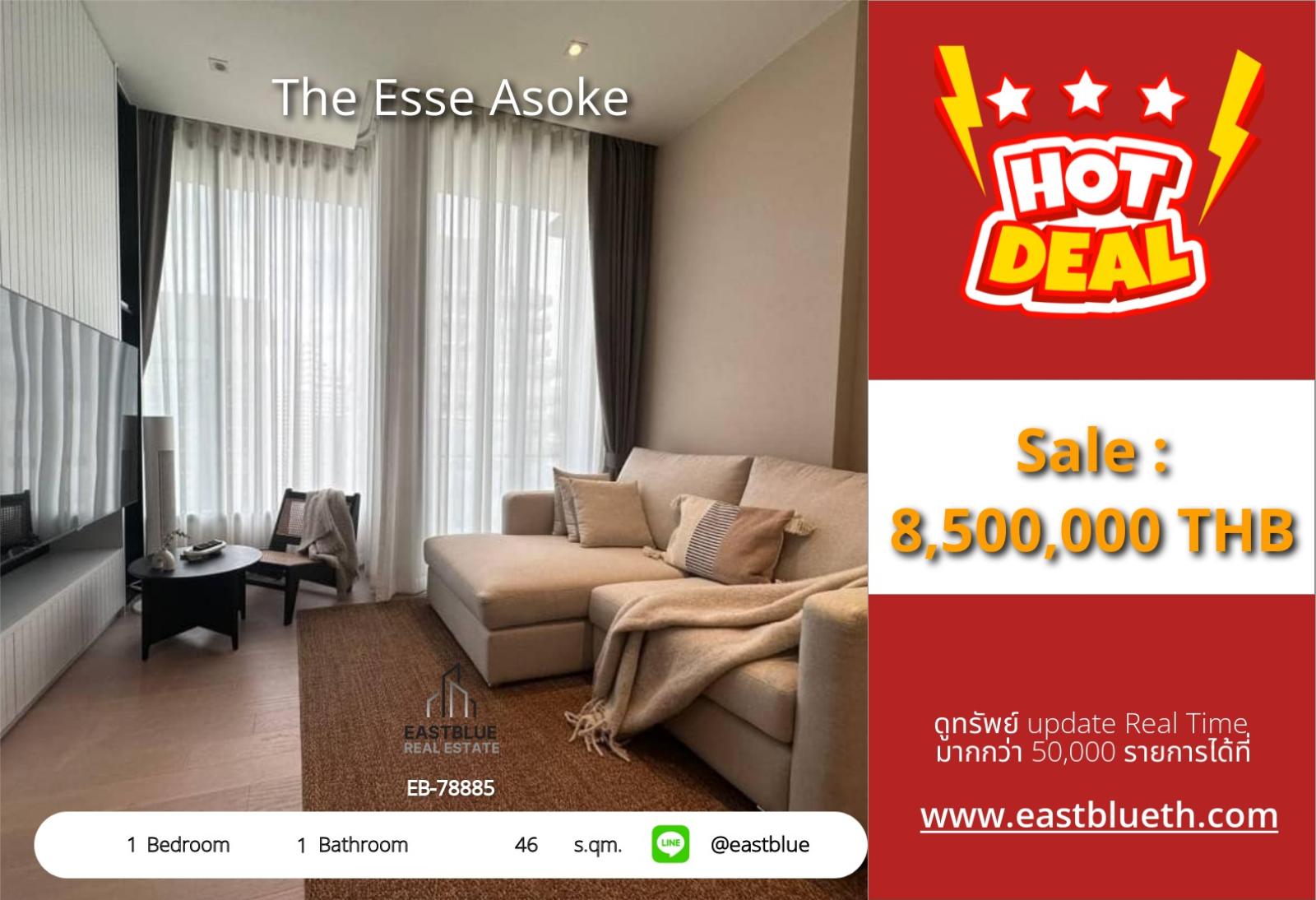 17/07/2026, 🔥 The Esse Asoke in the heart of Asoke, price 8.5 million!

🏘️ 1 bedroom, 46 sqm, next to Asoke BTS, start your luxury condo life 0642748883