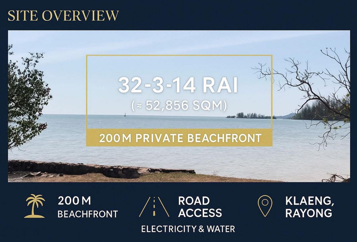 Call : 081-147-8118 Exclusive Beachfront Land for Sale, Noen Kho, Klaeng, Rayong