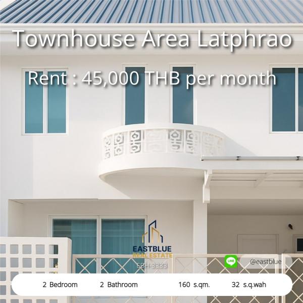 11/08/2026, 🏠 เช่า ทาวน์โฮม 2 ห้องนอน ที่จอดรถ 1 คัน พร้อมเข้าอยู่ 45,000 บาท/เดือน 0642748883