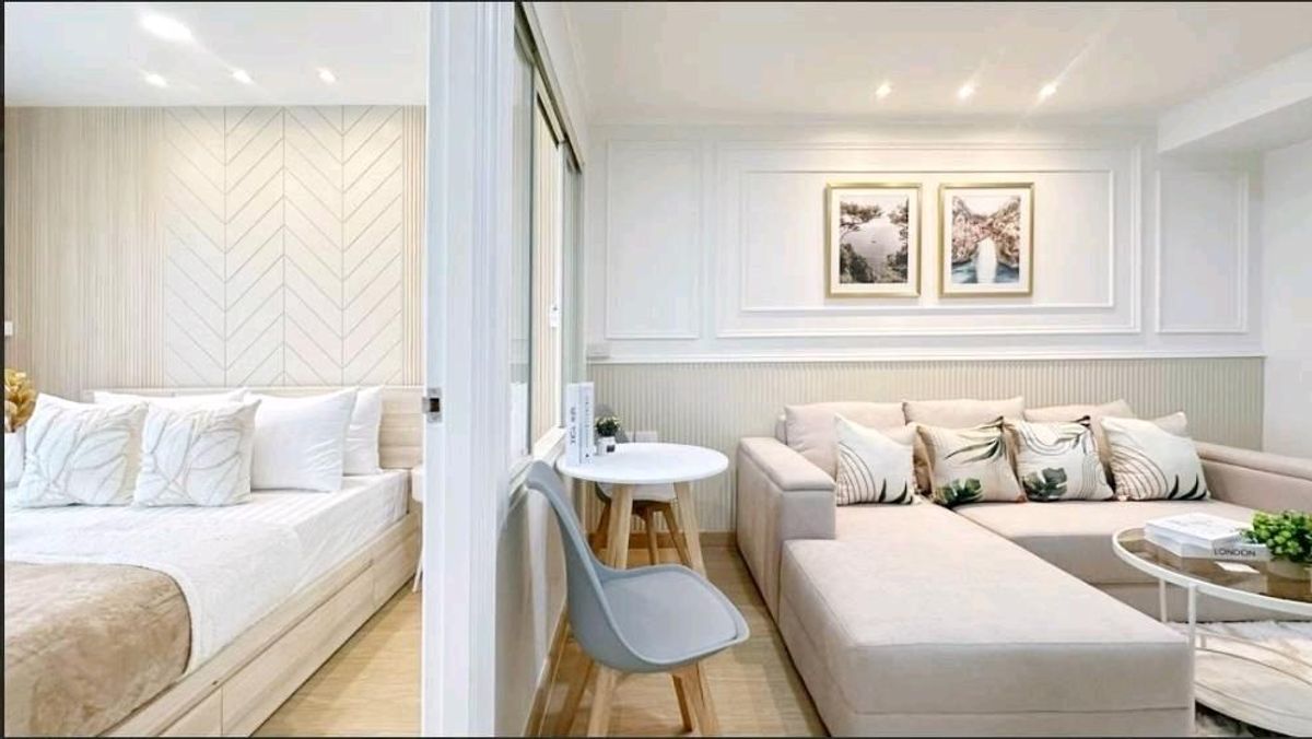 🚆 Near MRT Huai Khwang, installments are cheaper than renting! Big room, complete functions, comfortable living in the middle of the city!📍 Lumpini Ville Cultural Center✨️