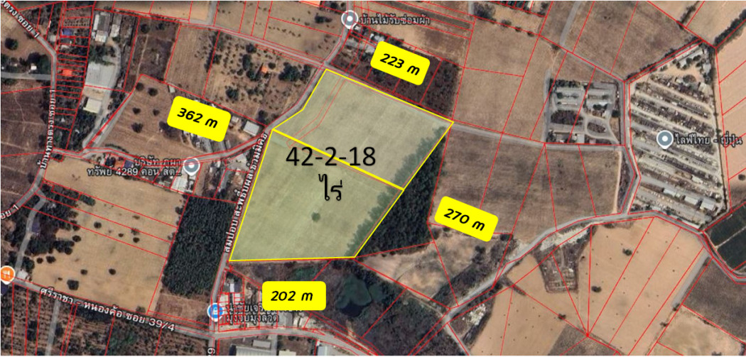 ขาย ที่ดิน ศรีราชา หนองค้อ 3 42 ไร่ 2 งาน 18 ตรว ใกล้อ่างเก็บน้ำบางพระ