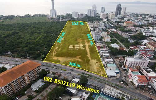 Land for sale near Jodtien Beach and Pattaya, next to the main road, area 42 rai, suitable for business. Housing projects, condominiums, hotels