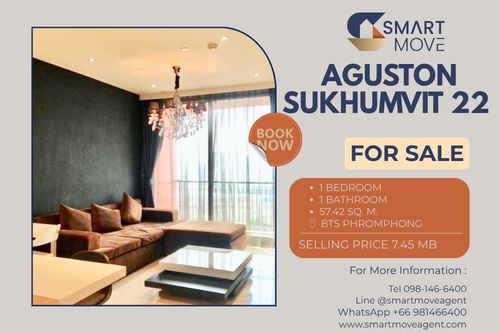🔥 For Sale !! Pet Friendly, large room, nice view, high floor 19++, There is a bathtub!! 🔥 Code C20231200017..........Aguston Sukhumvit 22, 1 bedroom, 1 bathroom, furnished, Special Deal!!📣📣