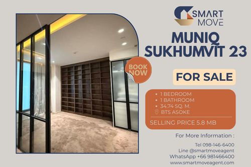 🔥 สำหรับขาย !! คอนโดหรูทำเลใจกลางเมืองอโศก!! ตกแต่งสไตล์โมเดิร์น !!🔥 Code C20251000066..........Muniq Sukhumvit 23, 1 ห้องนอน, 1 ห้องน้ำ, แต่งครบ, ราคาพิเศษ!!📣📣