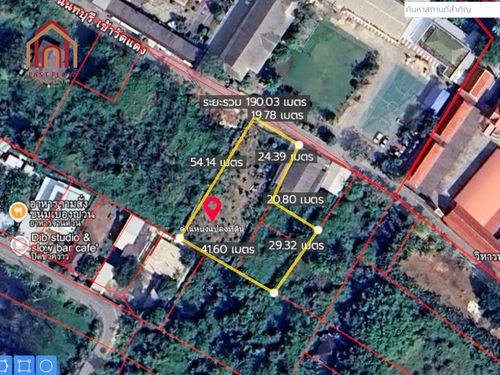 Land for sale: 1 rai, 49.3 square wah (approximately 1 rai, 49.3 square wah), opposite Wat Daeng School, Wat Daeng Thammachat, Soi Sai Ma 1/1, Ban Tha It-Thammachat. Vacant land on Rattanathibet Road, Ratchaphruek Road, PKA.