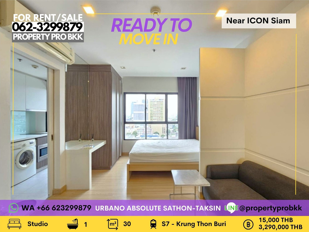 🌟🌟 For Rent / Sale – Urbano Absolute Sathon–Taksin 🌟🌟 📍 Near BTS Krung Thonburi | 1 Station to ICONSIAM | Easy Access to Sathorn &amp; Silom