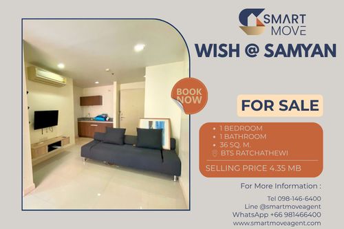 🔥 For Sale !! South Facing !!🔥 Code C20230900487..........Wish @ Samyan, 1 bedroom, 1 bathroom, furnished, Special Deal!!📣📣