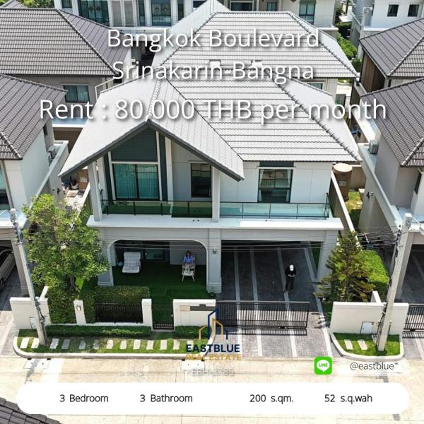 Spacious 3-Bedroom Home in Bangkok Boulevard  
Modern Living with 200 sqm of Comfort and Style 0642748883