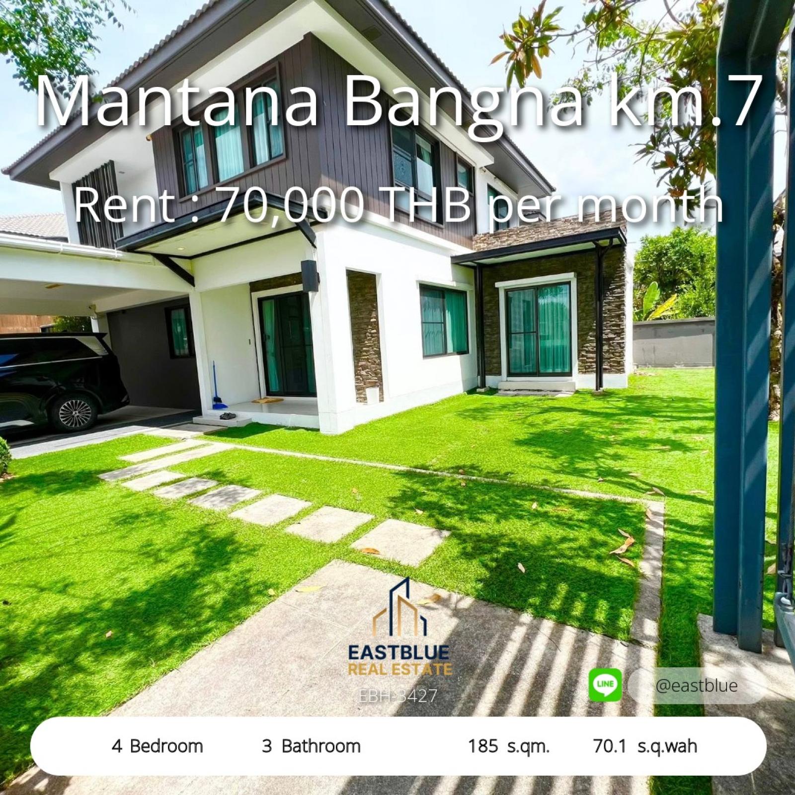 Spacious 4-Bedroom Home in Mantana Bangna Km.7 – Rent Now!
Modern Living with Private Garden & Top Facilities – Only 70,000 THB/Month 0642748883 Spacious 4-Bedroom Home in Mantana Bangna Km.7 – Rent Now!
Modern Living with Private Garden & Top Facilities – Only 70,000 THB/Month 0642748883