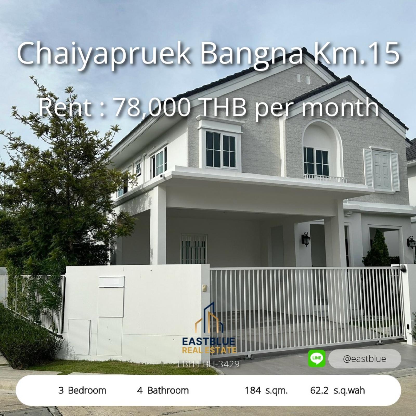 Spacious 3-Bed Corner Home in Chaiyapruek Bangna
Fully Furnished, Pet-Friendly, Prime Location
Live Near Suvarnabhumi Airport & Top Schools
3 Beds, 4 Baths, Modern Amenities, 2-Car Parking
Your Dream Rental: 184 sqm Home on 62.2 sq.wah Land
El Spacious 3-Bed Corner Home in Chaiyapruek Bangna
Fully Furnished, Pet-Friendly, Prime Location
Live Near Suvarnabhumi Airport & Top Schools
3 Beds, 4 Baths, Modern Amenities, 2-Car Parking
Your Dream Rental: 184 sqm Home on 62.2 sq.wah Land
El