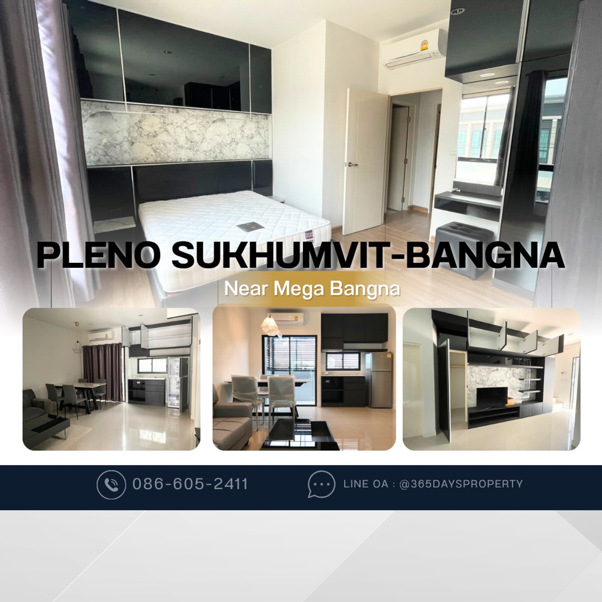 💥ForRent💥3Bed • Pleno Sukhumvit-Bangna 🏡 Near Mega Bangna only 10 mins‼️ Ready to move in ‼️  Fully Furnished ✨