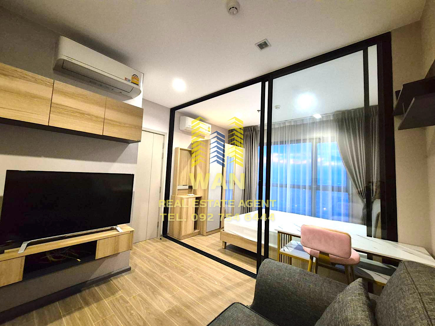 Rent a new room, Condo Poly Reef, 24th floor, 25 sq.m., beautiful decoration, river view, ready to move in Rent a new room, Condo Poly Reef, 24th floor, 25 sq.m., beautiful decoration, river view, ready to move in