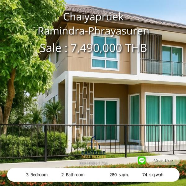 Spacious 3-Bedroom Resort-Style Home in Chaiyapruek Ramindra-Phrayasuren 
Rare Large Lot with Room to Expand – Ideal for Living & Office Use 

Live Steps from BTS Bang Chan – Private Pool & Fitness Club Included 
Charming 2-Story Home in Quiet Village Nea