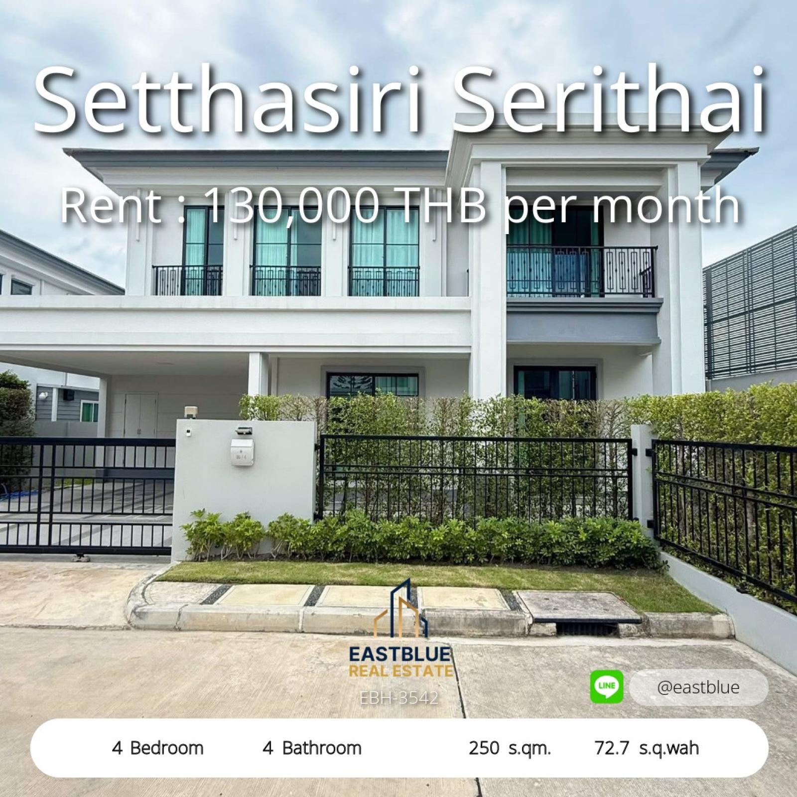 Corner Luxury Home at Setthasiri Serithai – Move-In Ready!
4-Bed, Solar Panels, Smart Home, Ev Charger Included
Prime Location Near BTS Pink & Orange Lines – Rent 130K THB
Spacious 250 sqm House with Maid Room & 2-Car Garage 0642748883 Corner Luxury Home at Setthasiri Serithai – Move-In Ready!
4-Bed, Solar Panels, Smart Home, Ev Charger Included
Prime Location Near BTS Pink & Orange Lines – Rent 130K THB
Spacious 250 sqm House with Maid Room & 2-Car Garage 0642748883