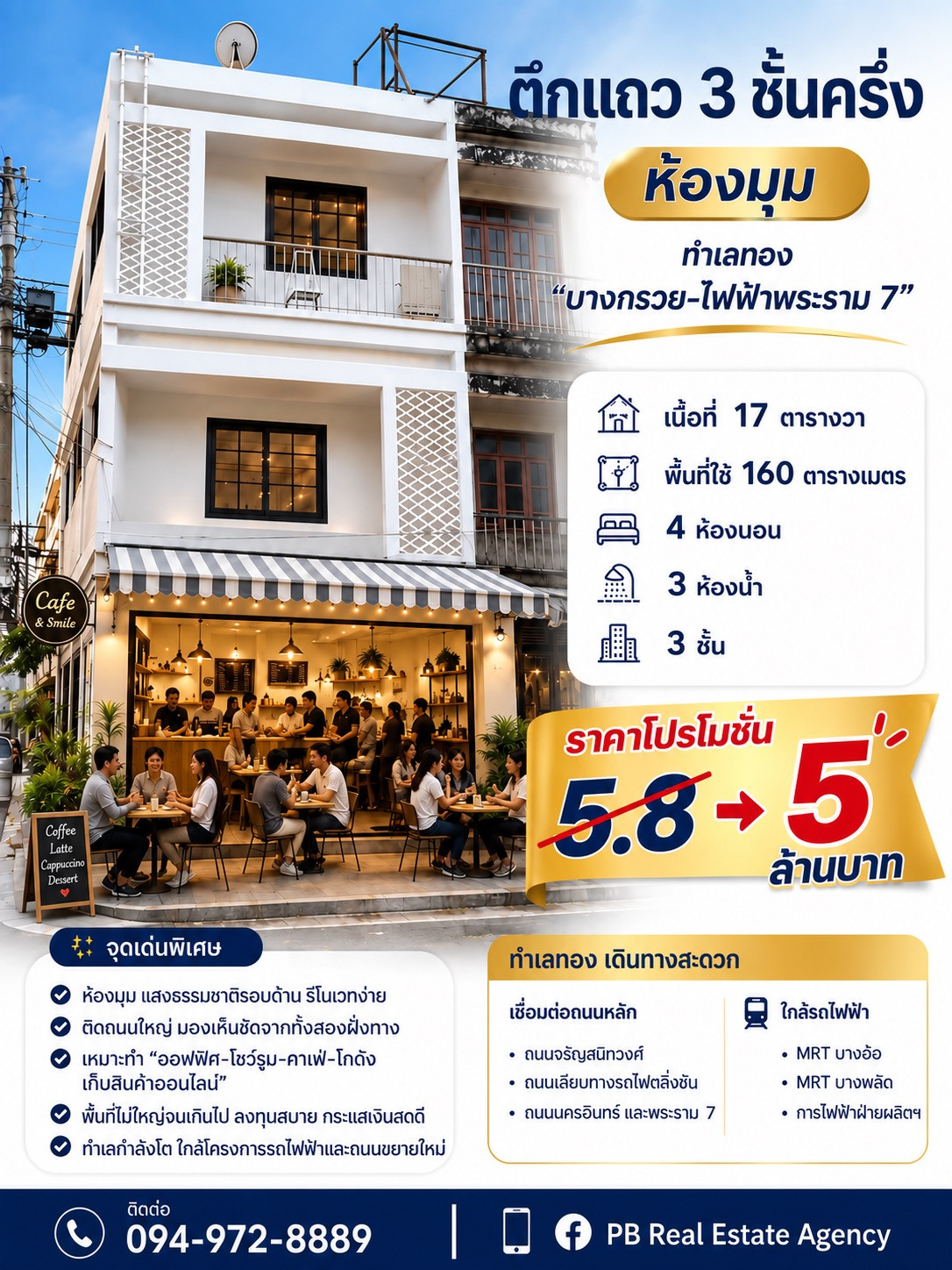 💥Shophouse “corner room“, hard to find location, Bang Kruai - Rama 7 Electricity Authority 📍 next to the main road, cutting between Charansanitwong - along the railway, 5 million baht 💥Shophouse “corner room“, hard to find location, Bang Kruai - Rama 7 Electricity Authority 📍 next to the main road, cutting between Charansanitwong - along the railway, 5 million baht