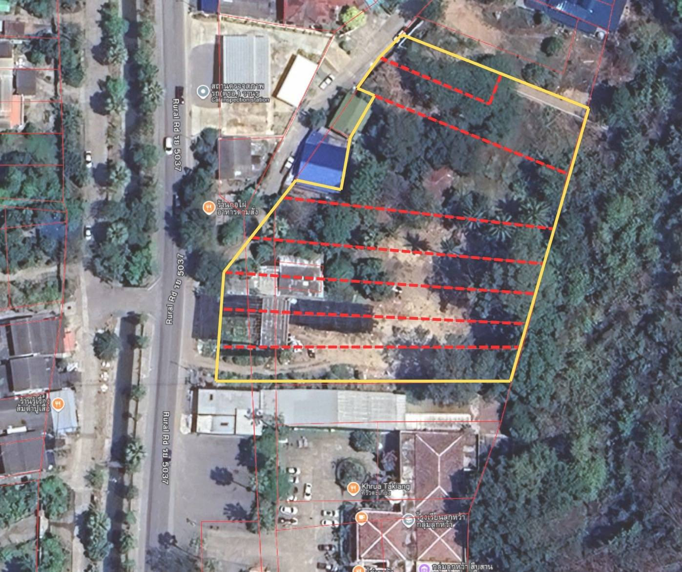 Land for sale in front of Khao Wang Its next to the left. Next to the tramway entrance to Khao Wang, Phetchaburi Province, area 3 rai 1 ngan 86 square wah.