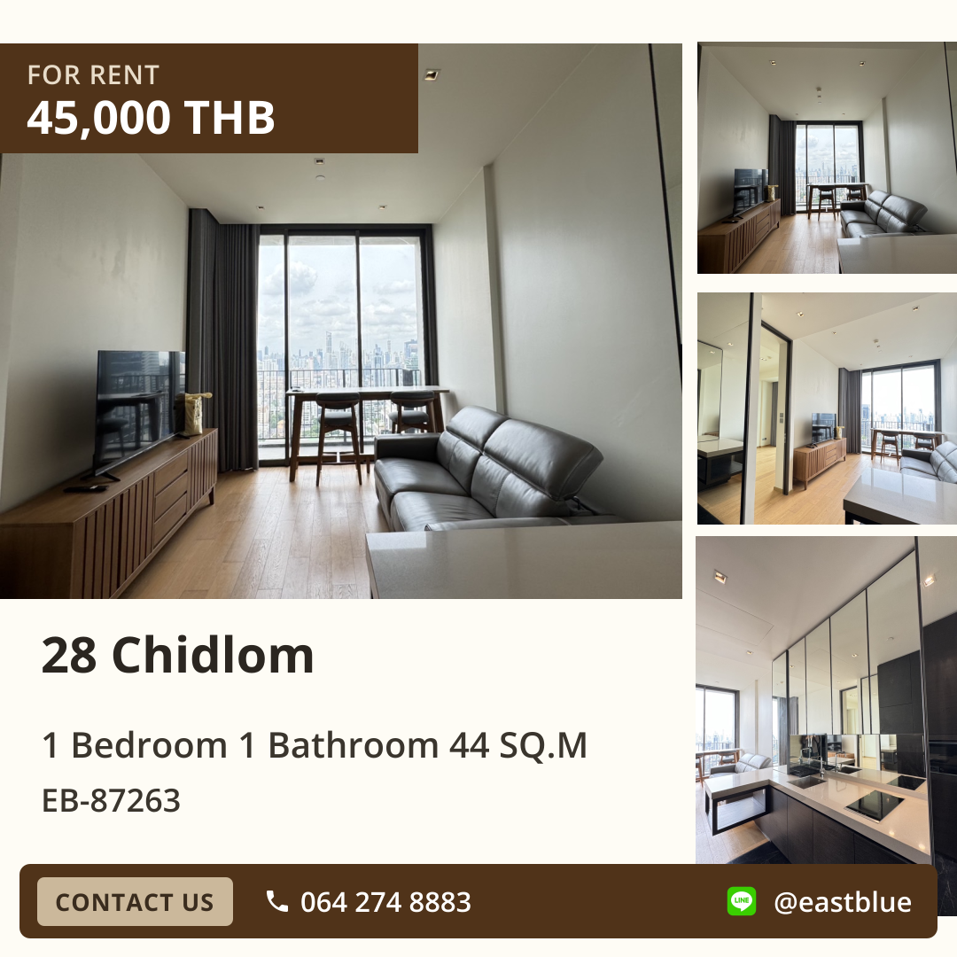 For Rent: 28 Chidlom 1 Bed 44 sqm near BTS Chit Lom 45,000 THB/month