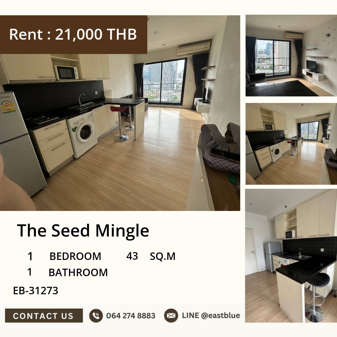For Rent: The Seed Mingle 1 Bed 43 sqm near BTS Chong Nonsi 21,000 THB/month For Rent: The Seed Mingle 1 Bed 43 sqm near BTS Chong Nonsi 21,000 THB/month