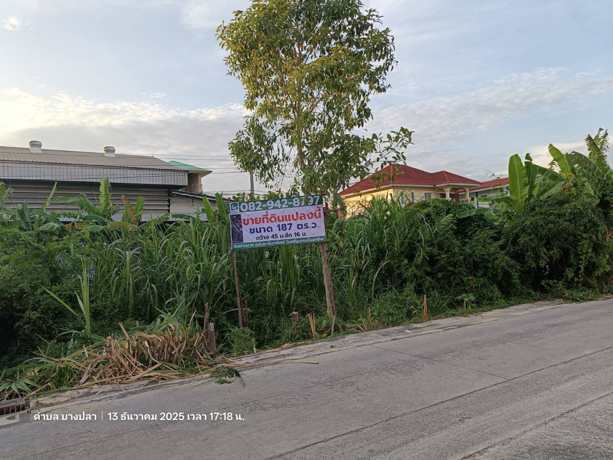 ที่ดินบางปลา 187 ตรว. ใกล้ไทยวัสดุบางพลี  เท่าราคาประเมิน