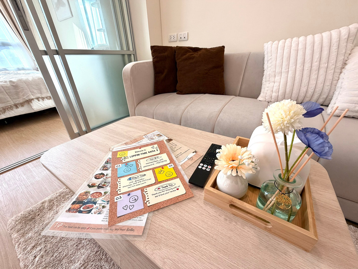 Free Wi-Fi 1000/500 Mbps • Short-term rental (minimum 1 month) 🌿 Lumpini Park Rama 9 – Ratchada Condo for Rent 🌿 คอนโด ลุมพินี พาร์ค พระราม9 – รัชดา #NearMRTRama9 เพียง 900 ม. Location: https://maps.app.goo.gl/scNwvk2CwUjqHtZY7?g_st=ic  🔹 Room Details  – รูปที่ 4