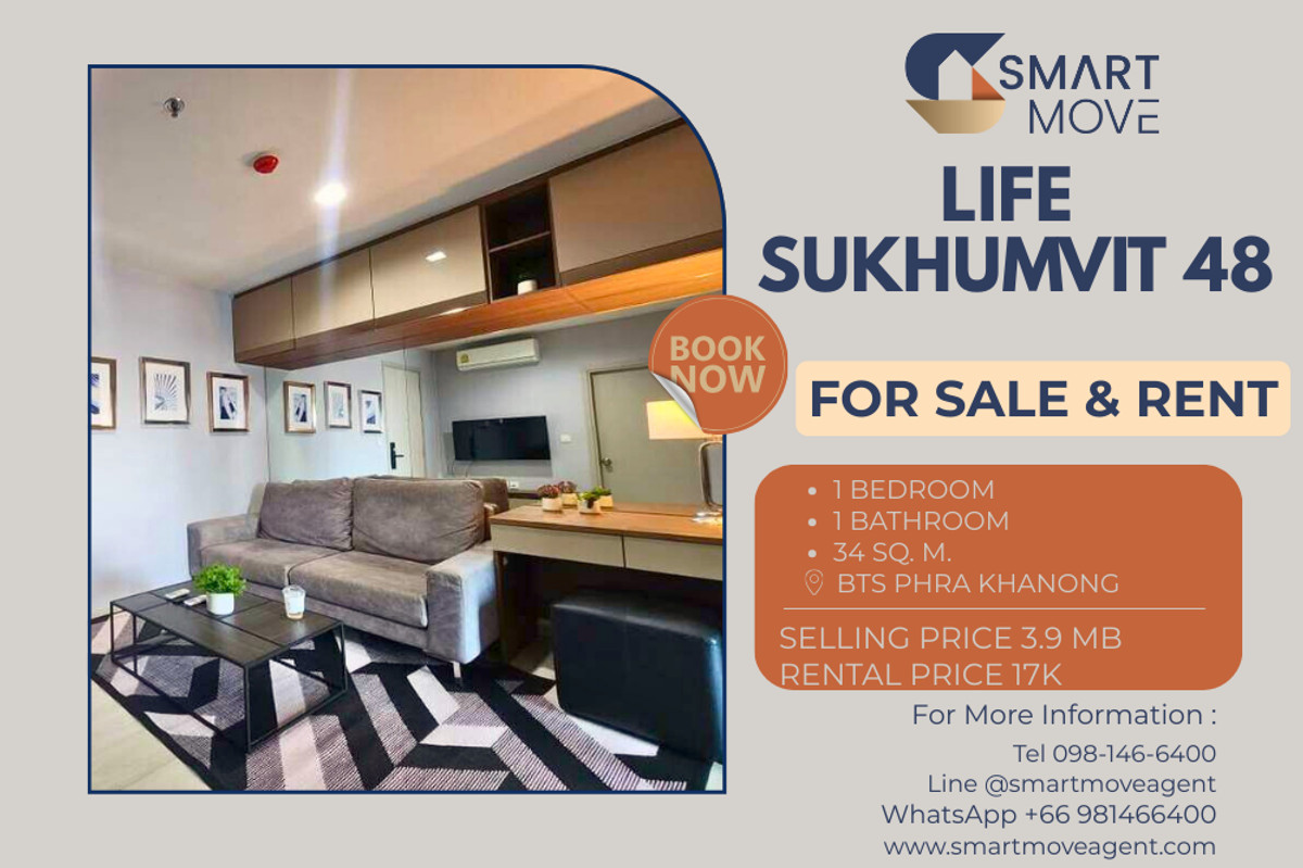 🔥 For Sale - Rent !!🔥 Code C20240200498..........Life Sukhumvit 48, 1 bedroom, 1 bathroom, furnished, ready to move in, Special Deal!!📣📣