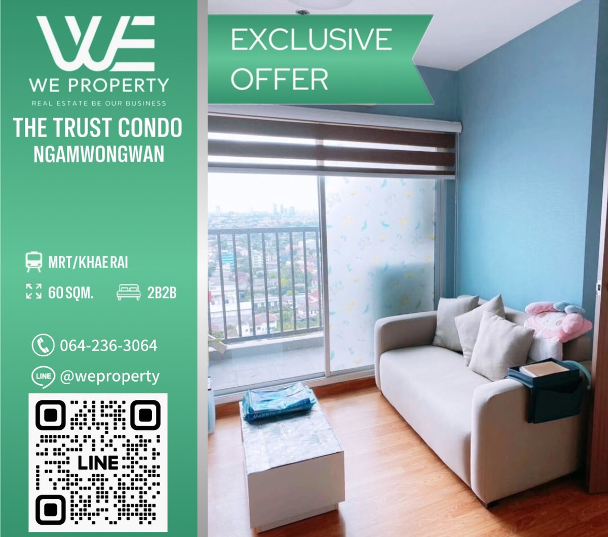 North 2 bedrooms, best price!!⭐The Trust Condo Ngamwongwan North 2 bedrooms, best price!!⭐The Trust Condo Ngamwongwan
