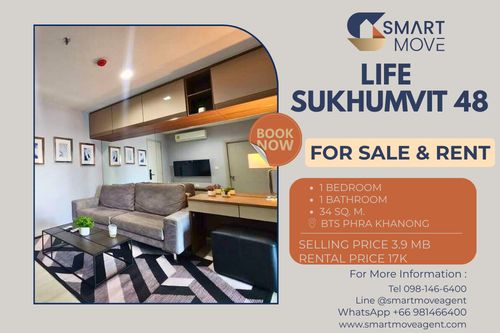 🔥 For Sale - Rent !!🔥 Code C20240200498..........Life Sukhumvit 48, 1 bedroom, 1 bathroom, furnished, ready to move in, Special Deal!!📣📣
