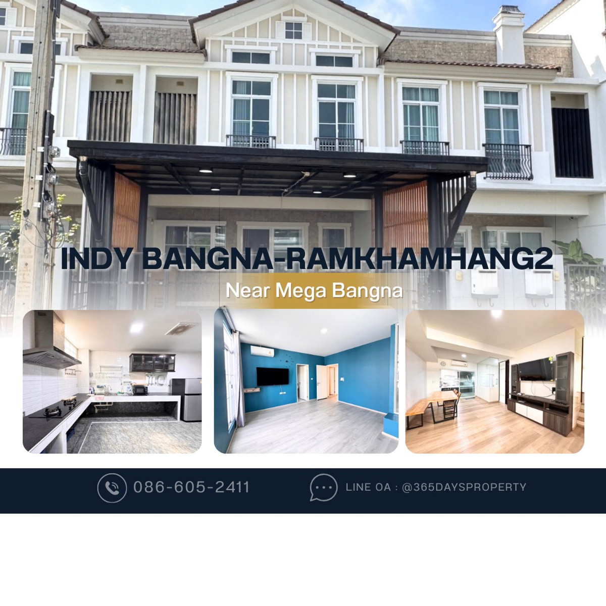 💥ForRent💥3Bed • Indy Bangna-Ramkhamhang2 🏡 Near Mega Bangna‼️  Best Price 🌟Ready to move in 🌟 