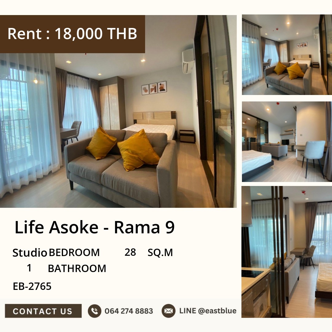 For Rent: Life Asoke - Rama 9 Studio 28 sqm near MRT Rama 9 18,000 THB/month For Rent: Life Asoke - Rama 9 Studio 28 sqm near MRT Rama 9 18,000 THB/month