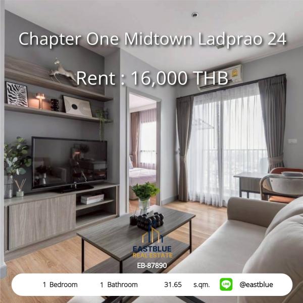 Ready-to-move-in condominium Chapter One Midtown Ladprao 24
1 bedroom next to BTS/MRT Ladprao for only 16,000 Baht/month! 0642748883
