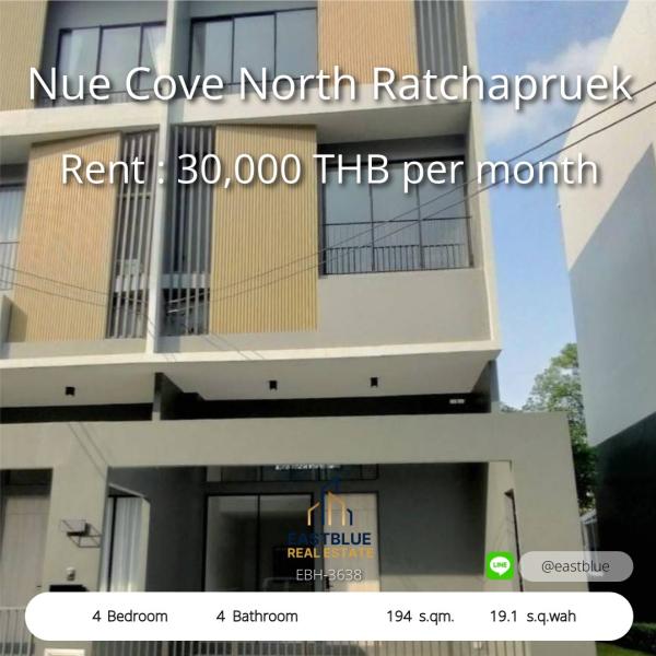 Spacious 4-Bed Home at Nue Cove North Ratchapruek  
Modern Living with 194 sqm in Prime Zone 13 0642748883