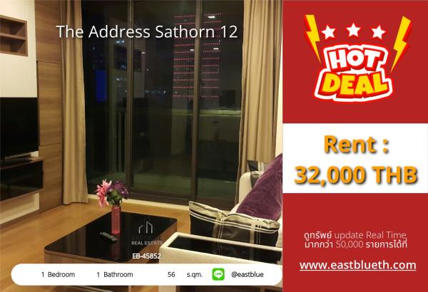 Luxury in a prime location! 1 bedroom The Address Sathorn 12 near BTS Chong Nonsi
Beautiful view, fitness-pool, ready to move in, only 32,000 THB/month! 0642748883