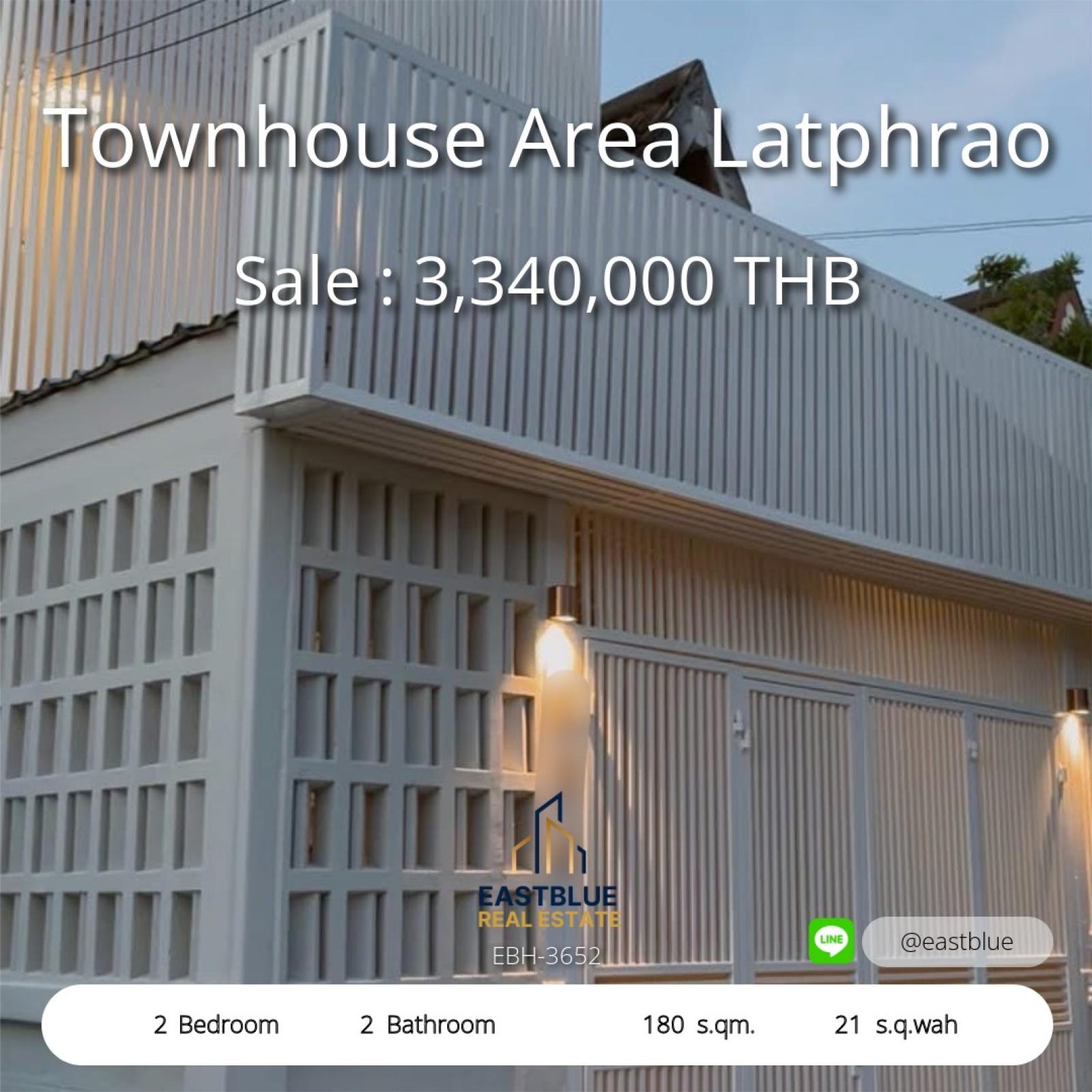 Modern 2-Bed Townhouse in Prime Lat Phrao Area  Corner Unit with Spacious 180 sqm & 3 Parking Spots  Live Near BTS & MRT – Ultimate City Convenience!  Cozy, Cool North-Facing Home Steps from Shopping & Schools 0642748883