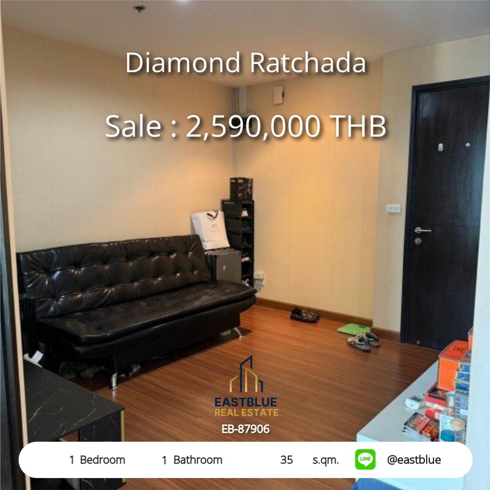 Diamond Ratchada Condo 35 sq.m. near Huai Khwang MRT
Only 2.59 million baht, with swimming pool and fitness! 0642748883