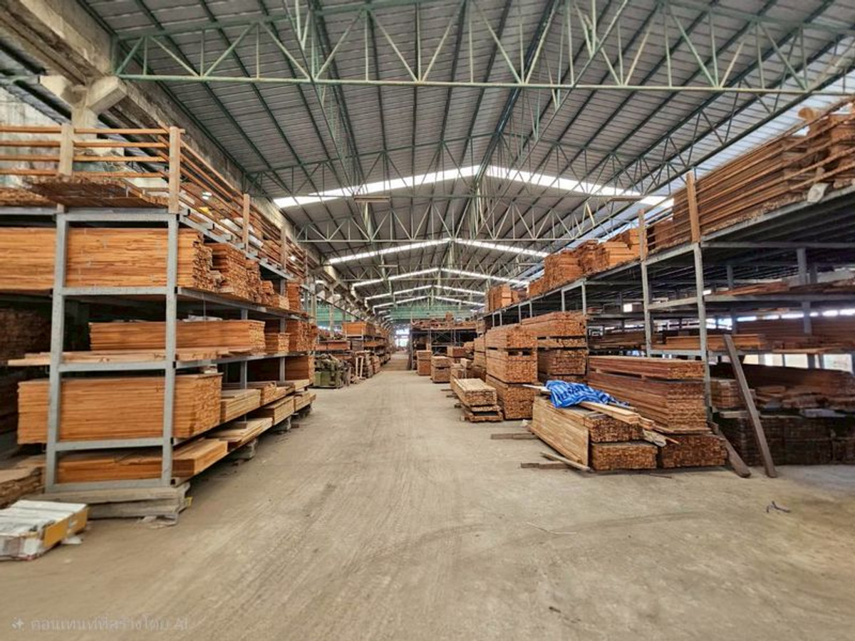 Land for sale next to Bang Bua Thong - Suphanburi Road, width approximately 90 meters, area 26 rai, with business, large teak factory, has a license, Lat Lum Kaeo District, Pathum Thani.