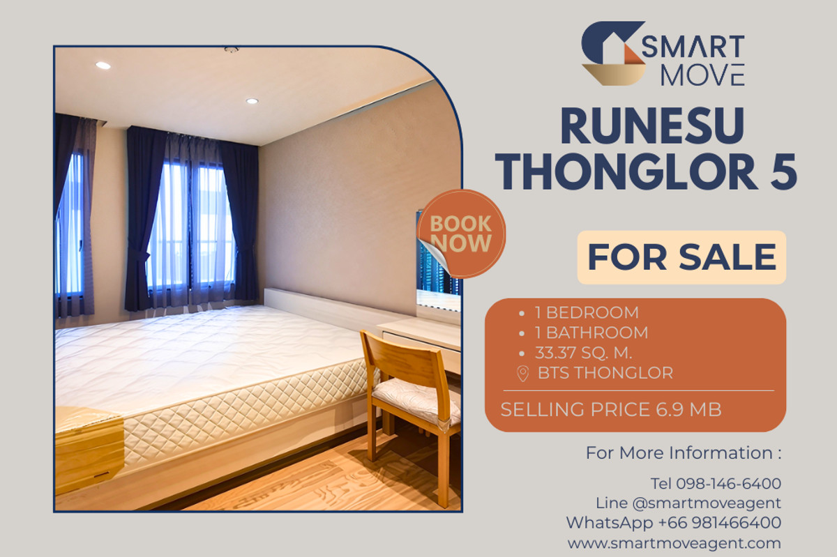 ขายพร้อมผู้เช่า C20251100021...Runesu Thonglor 5 1 ห้องนอน 1 ห้องนำ้ 6.XX ล้านเท่านั้น !!