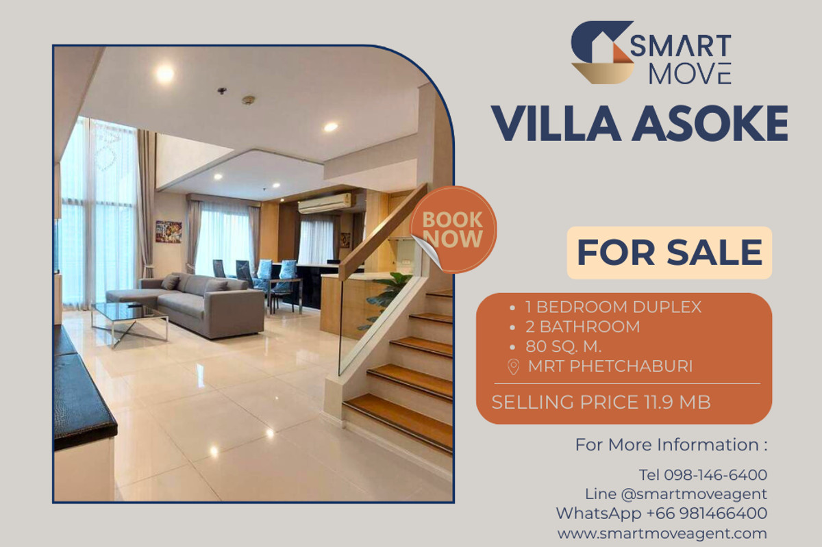 ขายพร้อมผู้เช่า !! Code C20250800009..........Villa Asoke, 1 ห้องนอน, 1 ห้องน้ำ Duplex, แต่งครบ ขายพร้อมผู้เช่า !! Code C20250800009..........Villa Asoke, 1 ห้องนอน, 1 ห้องน้ำ Duplex, แต่งครบ