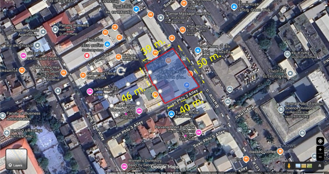 Land for sale, Sathorn, Suan Phlu, size 1 rai 47.6 sq wa, next to the road – รูปที่ 4