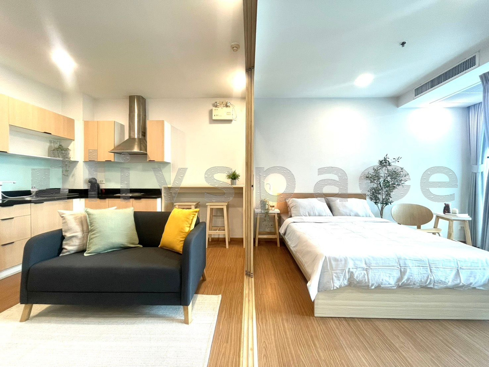 ▚ L00CECツ ให้เช่า Nusasiri Grand Studio 42ตร.ม. กั้นโซนห้องนอน รีโนเวทใหม่ วิวรถไฟฟ้า ติด BTS เอกมัย✨ – รูปที่ 3