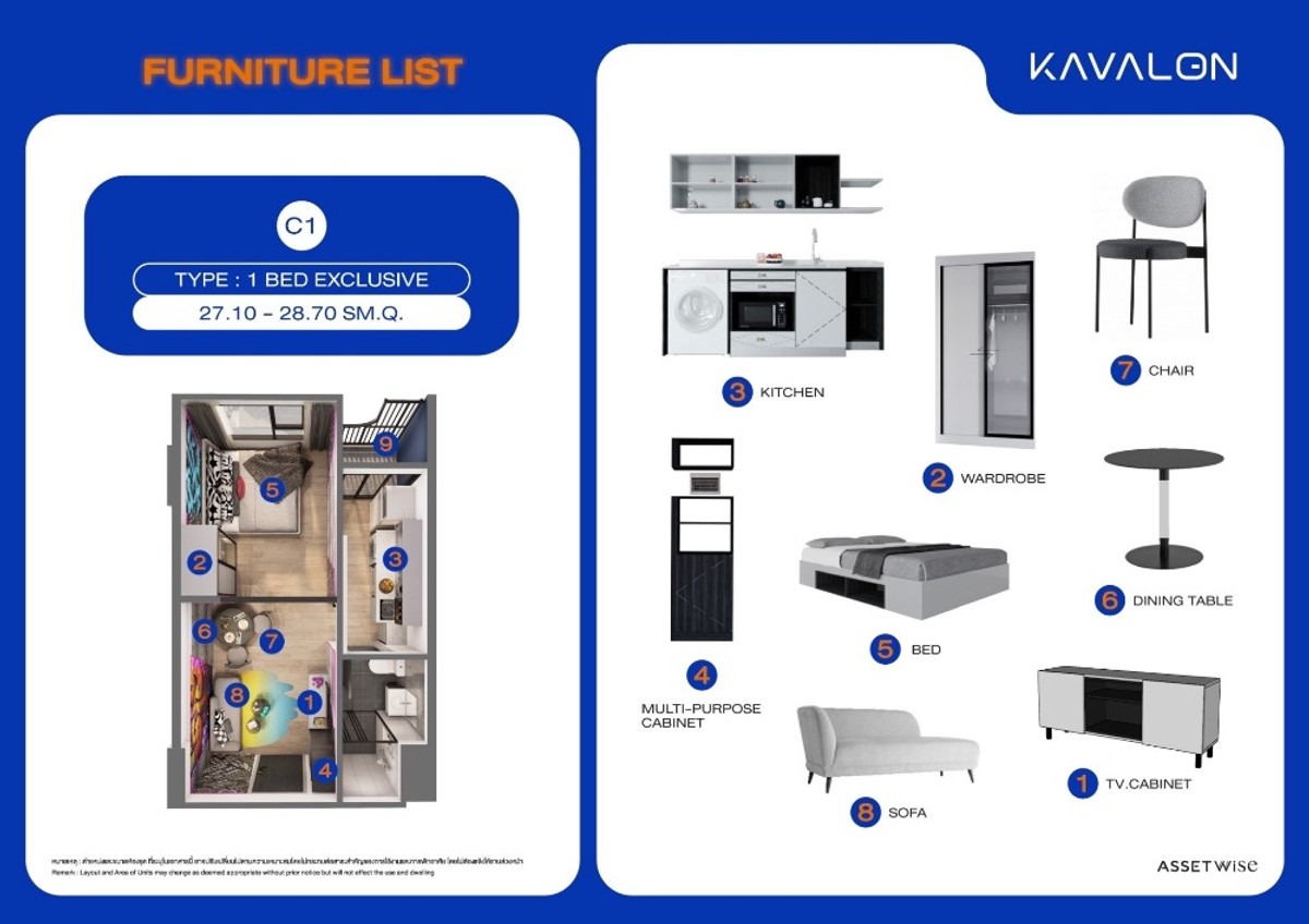 ขายดาวน์คอนโด Kavalon พร้อมรับประกันผลตอบแทนค่าเช่า (ตึก E&F 27.5 ตรม) !!! – รูปที่ 3